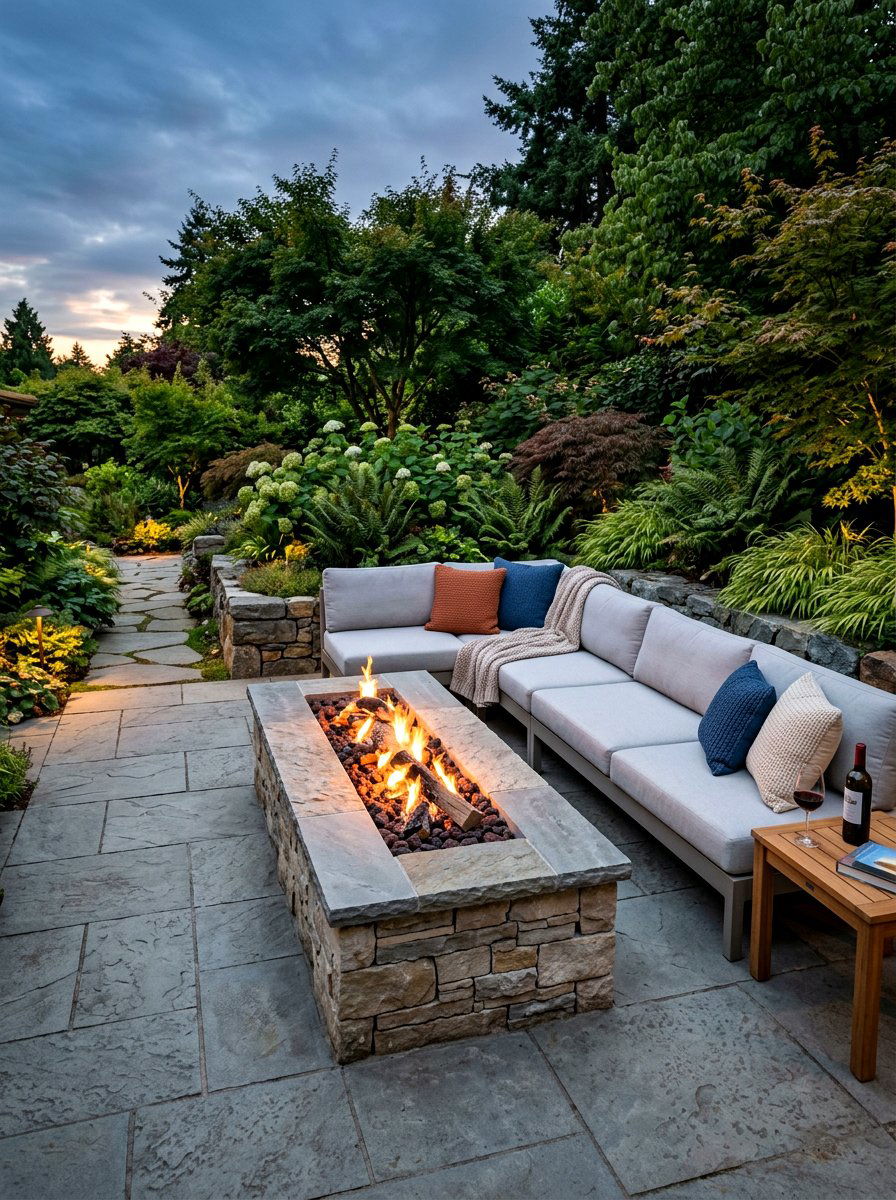 Rectangular Fire Pit - 30 cozy fire pit ideas