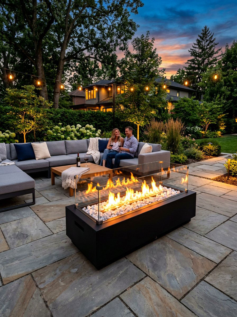 Rectangular Glass Fire Pit - 30 modern fire pit ideas