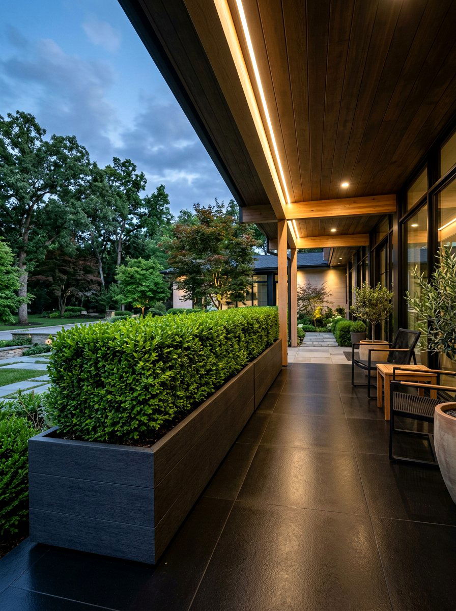Rectangular Hedge Planter - 30 topiary porch ideas