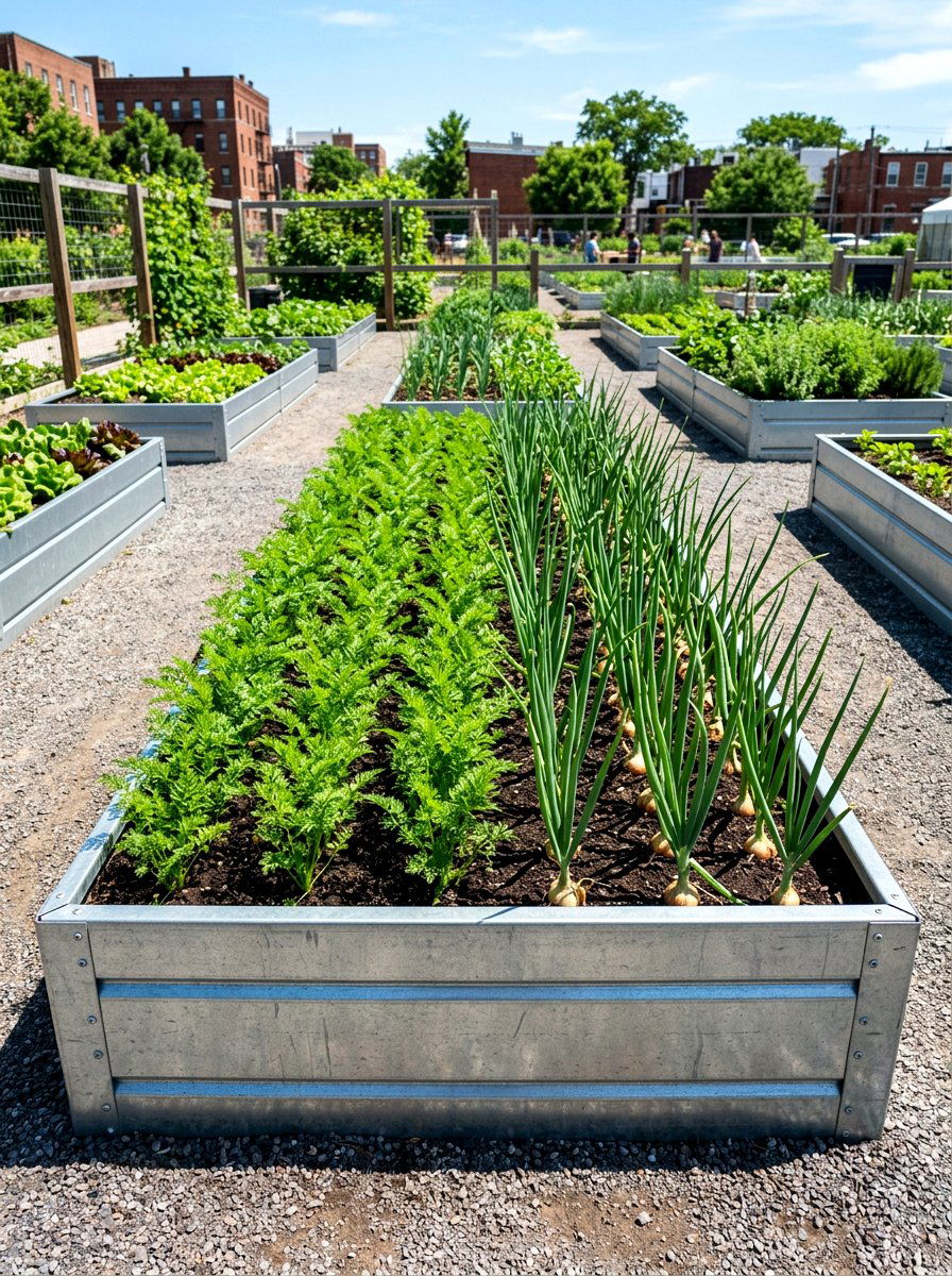 Rectangular Metal Bed - 30 metal raised bed ideas
