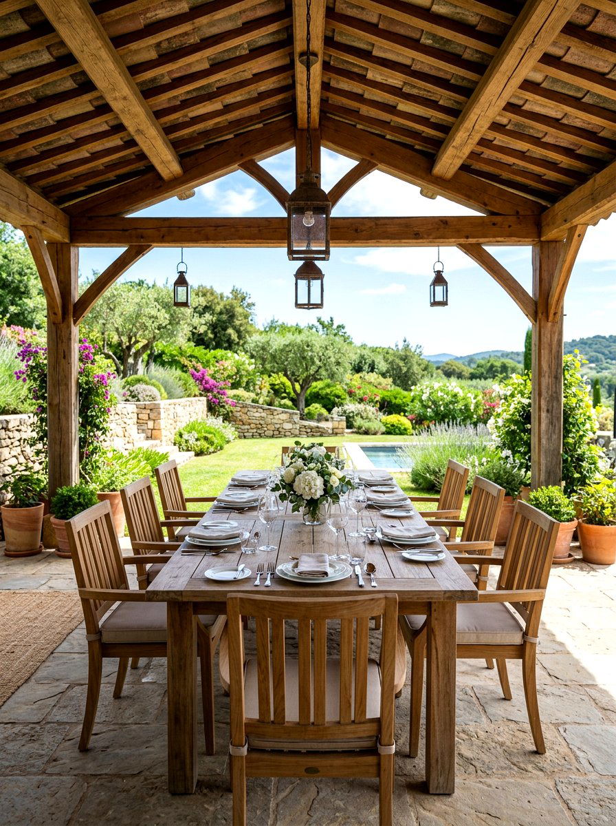 Rectangular Outdoor Dining Table - 30 pavilion seating arrangement ideas