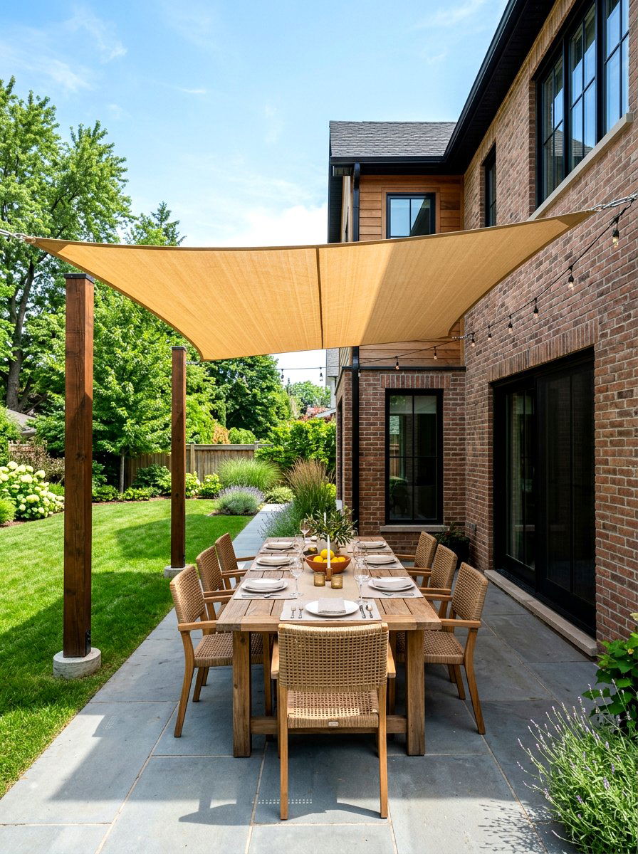 Rectangular Patio Sun Shade - 30 sun sail patio ideas
