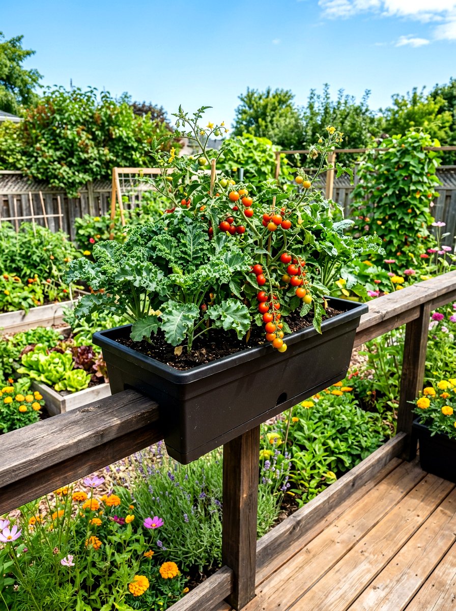Rectangular Railing Plant Tub - 30 railing planter box ideas