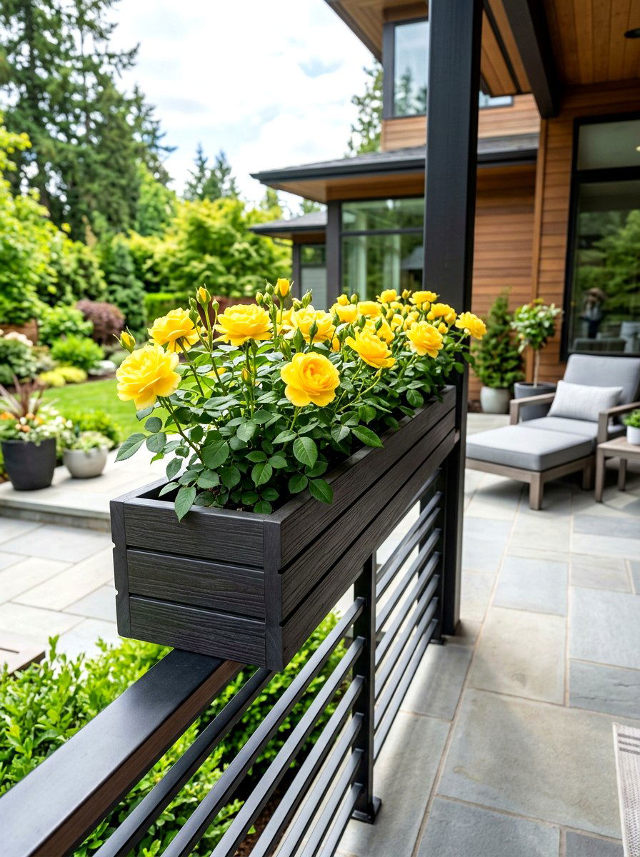 Rectangular Rose Trough Planter - 30 porch rose planter ideas