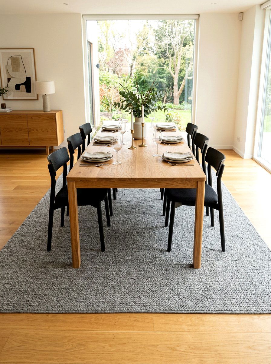 Rectangular Rug Under Rectangular Dining Table - 30 dining room rug placement ideas