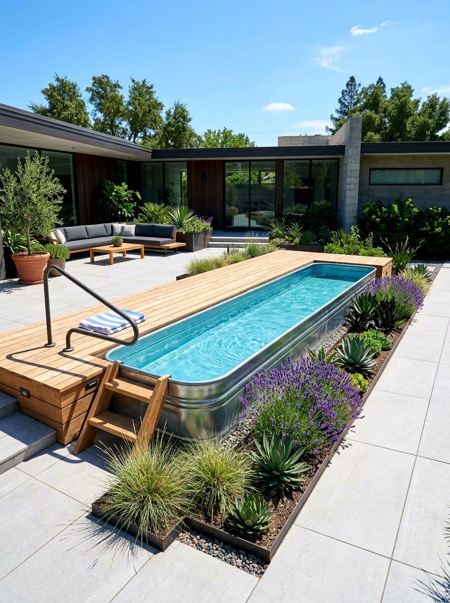 Rectangular Stock Tank Pool - 30 stock tank pool ideas