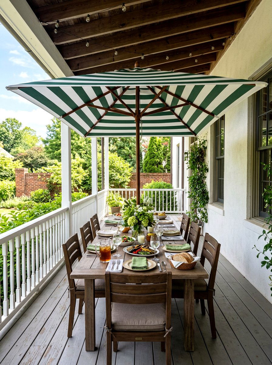 Rectangular Striped Umbrella - 30 striped porch umbrella ideas