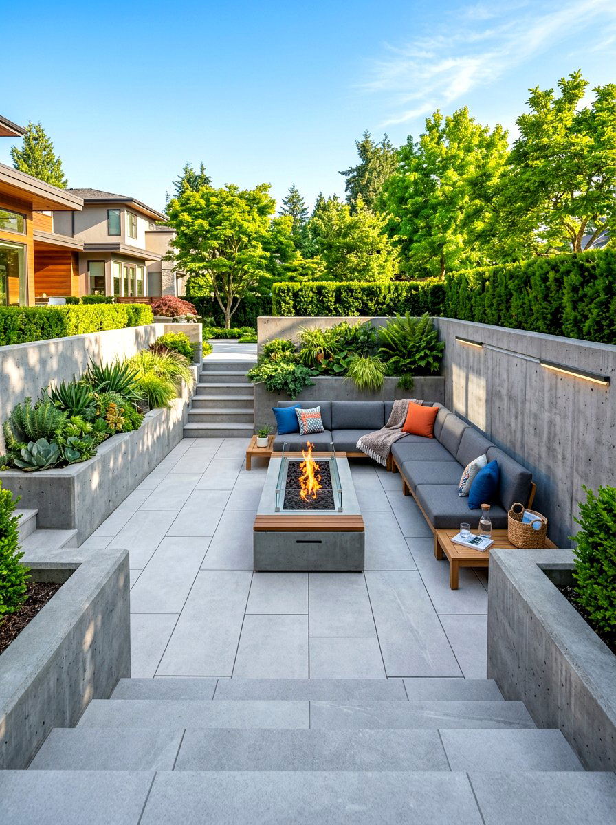 Rectangular Sunken Backyard Patio - 30 conversation pit backyard ideas