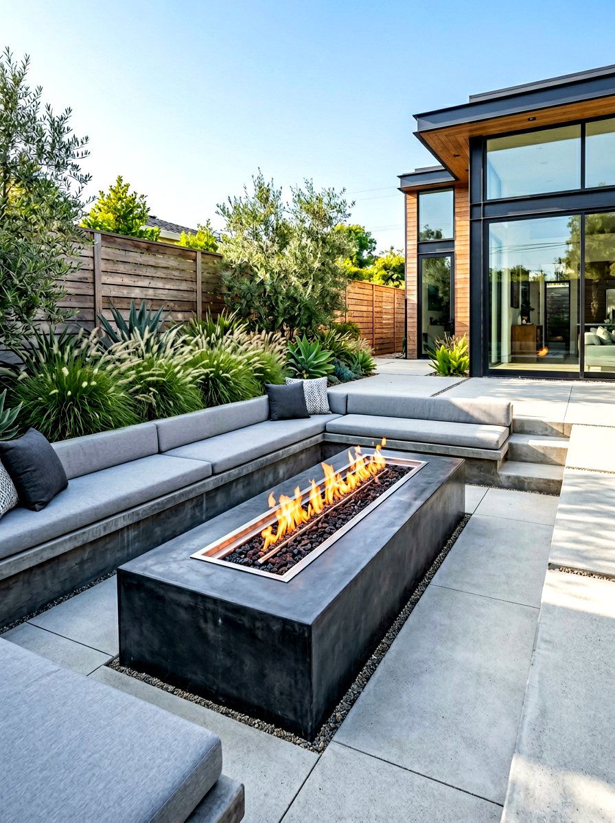 Rectangular Sunken Fire Pit - 30 sunken fire pit ideas