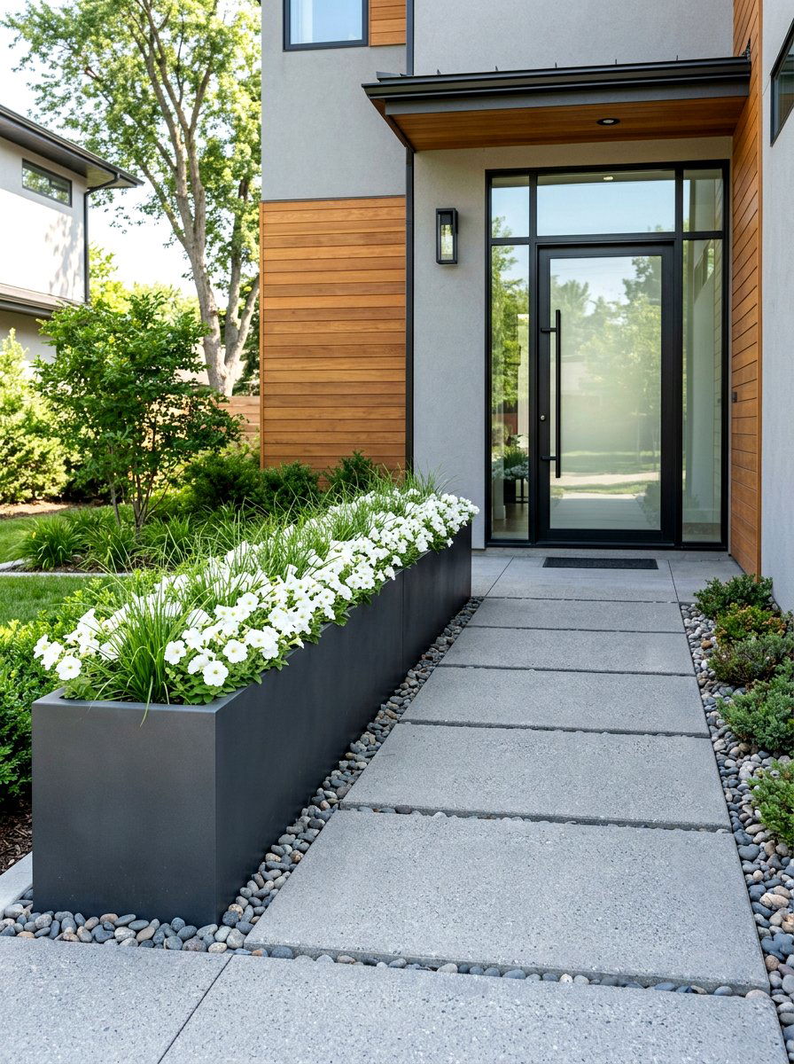 Rectangular Trough Front Door Planter - 30 front door planter ideas