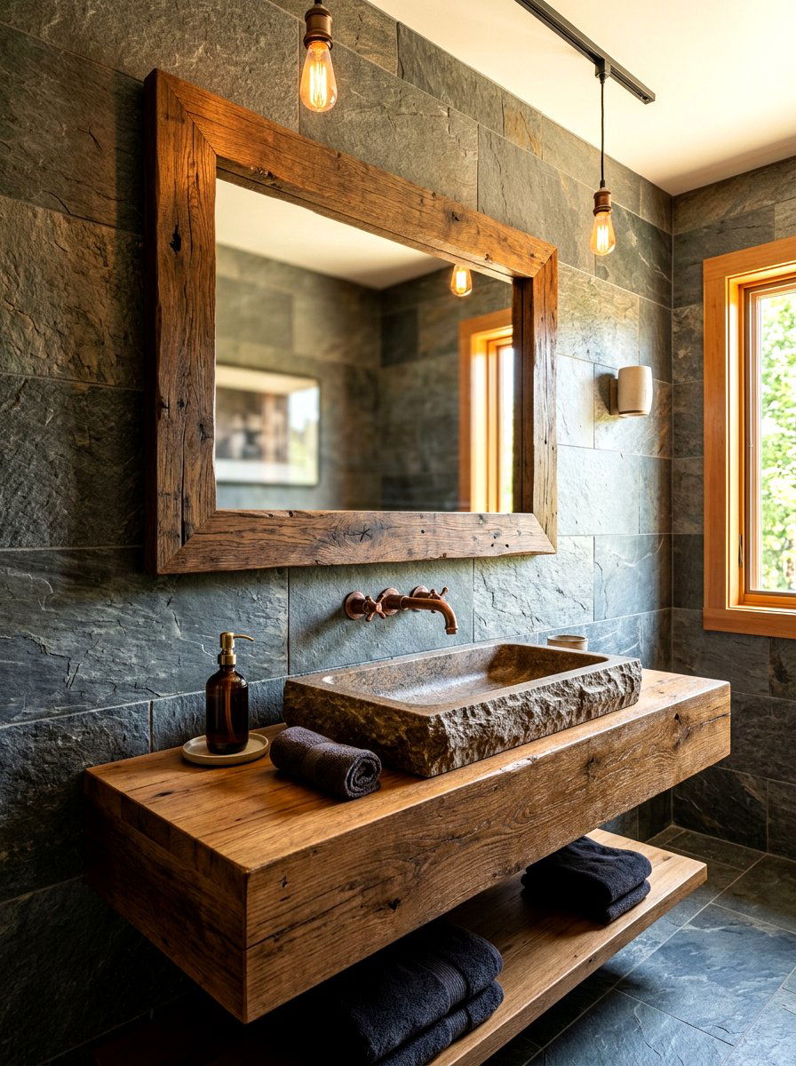 Rectangular Wood Mirror - 30 bathroom mirror ideas