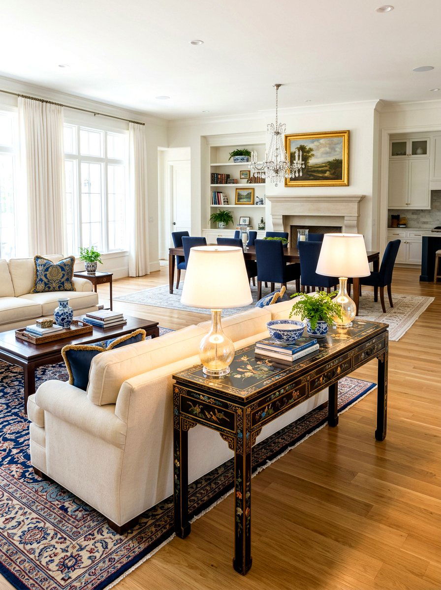 Rectangular chinoiserie sofa table - 30 chinoiserie table ideas