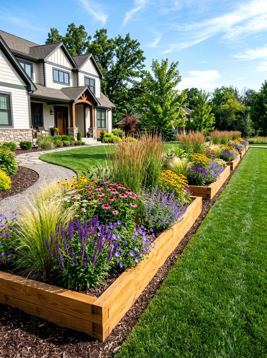 Rectangular garden beds - 30 front yard planter ideas