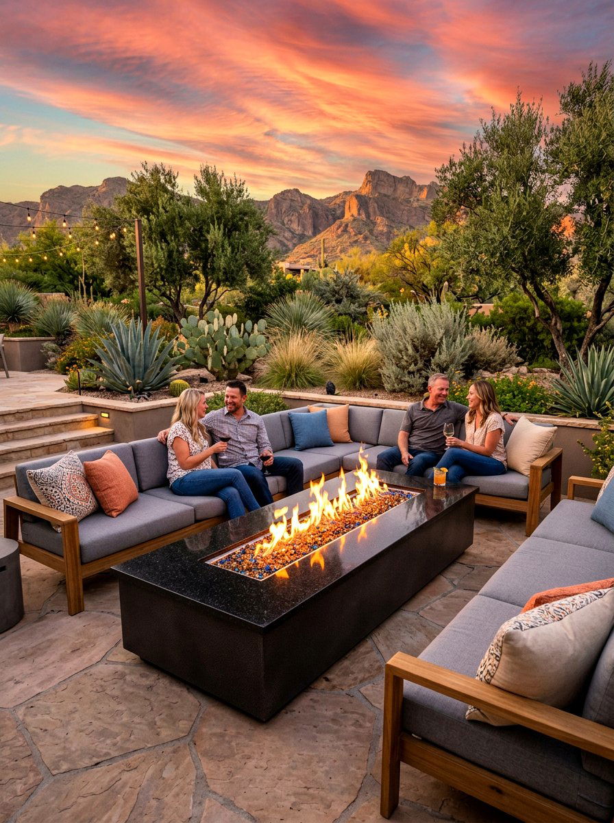 Rectangular gas fire pit - 30 patio fire pit ideas