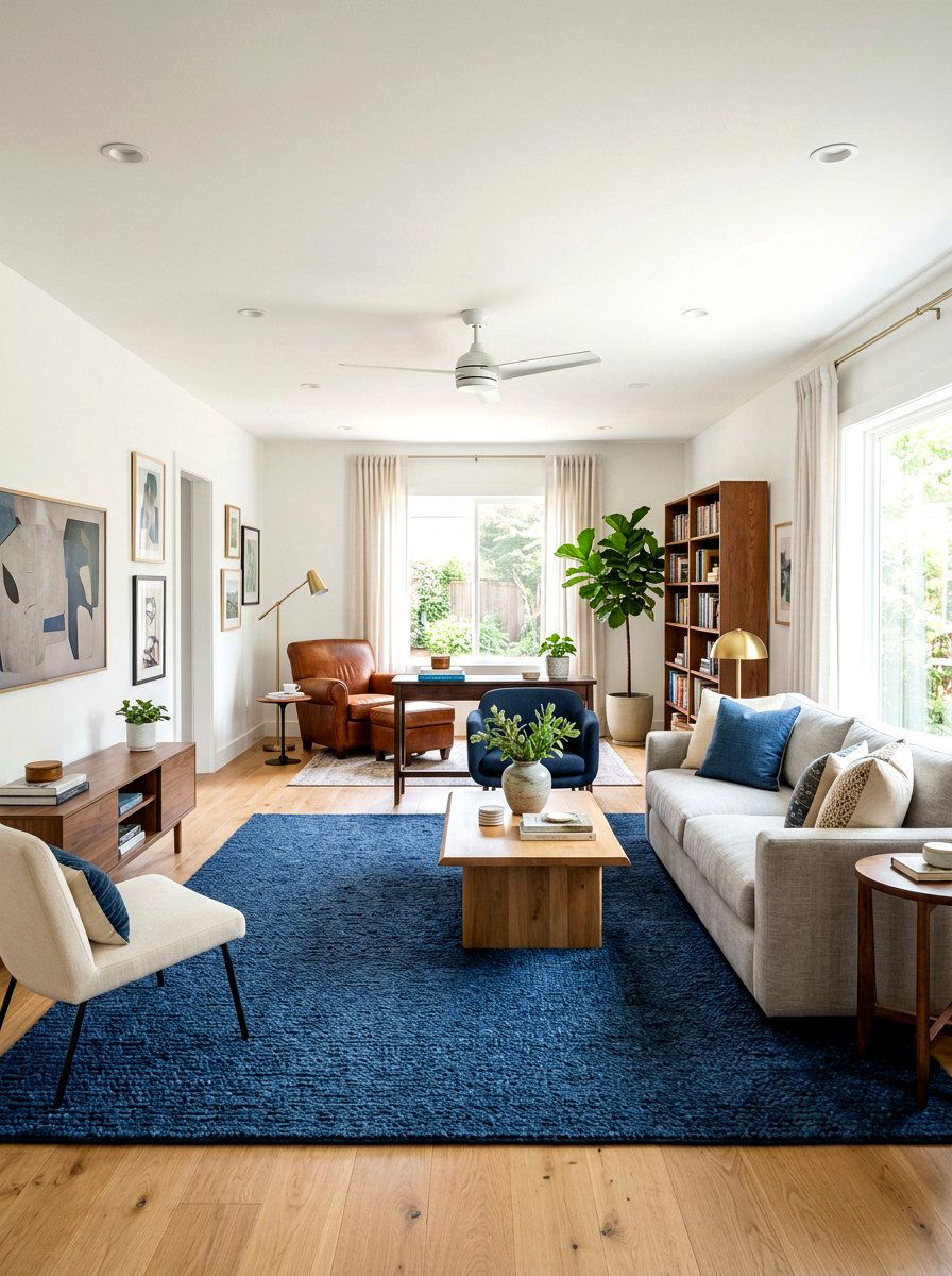Rectangular living room zones - 30 long living room ideas