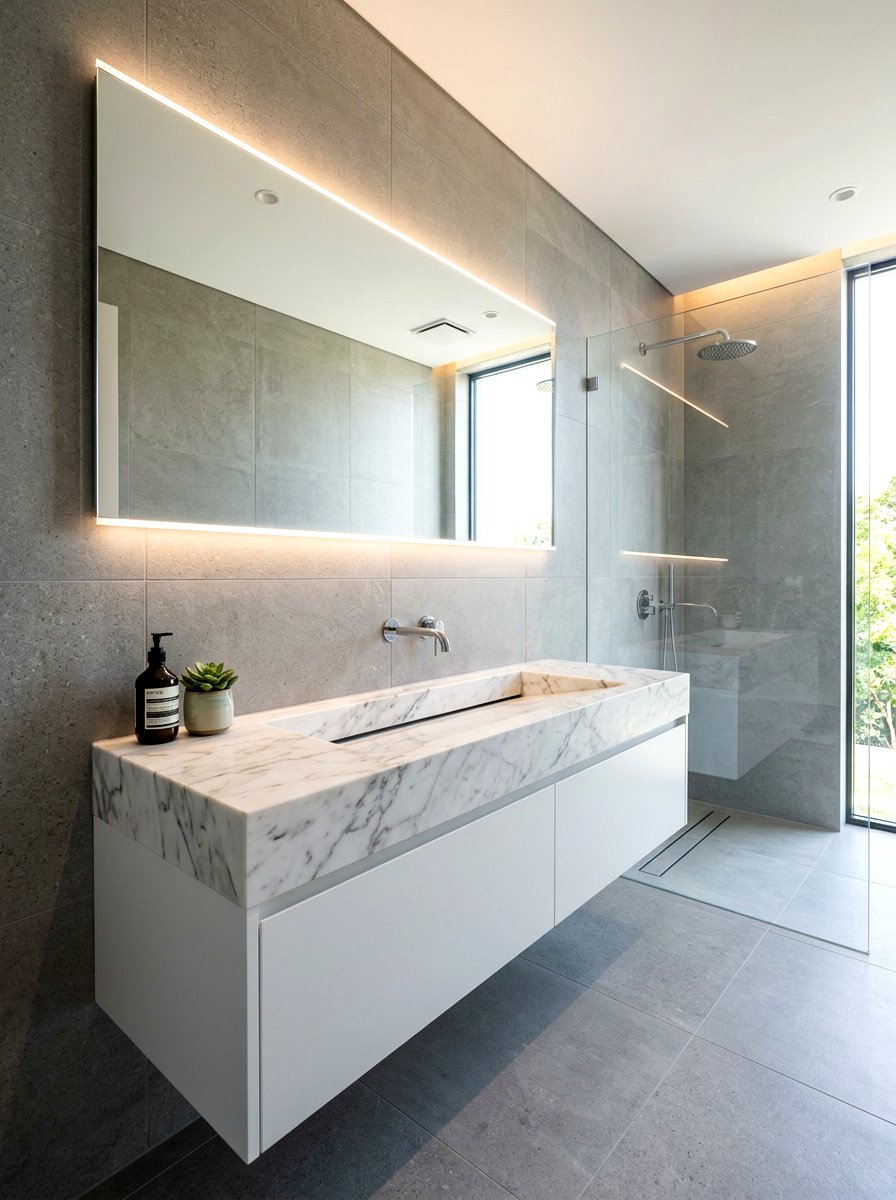 Rectangular marble ramp sink - 30 statement stone sink ideas