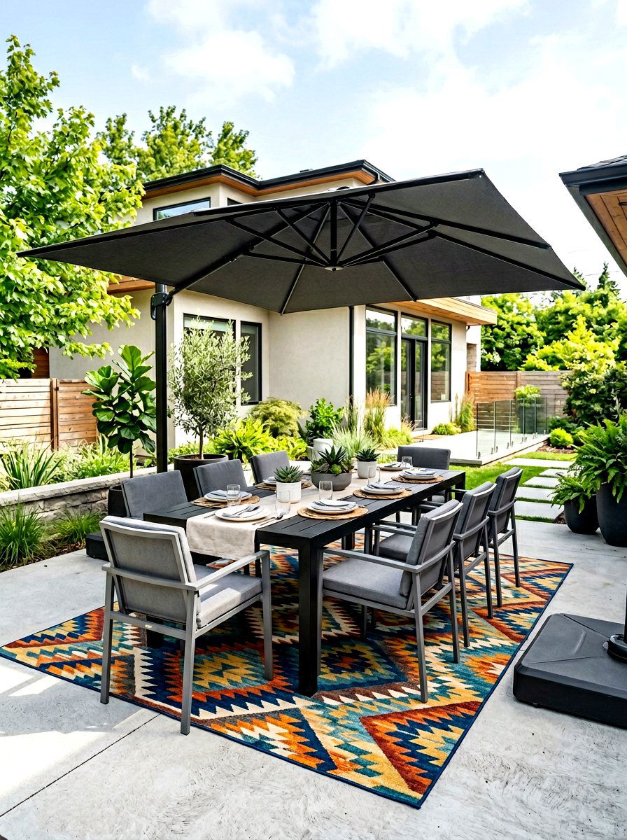 Rectangular outdoor umbrella - 30 garden umbrella ideas