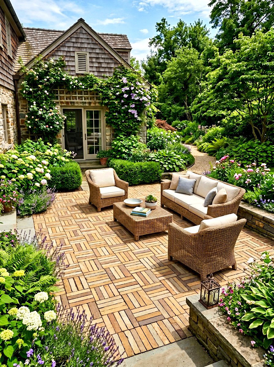 Rectangular paver checkerboard layout - 30 checkerboard patio paver ideas