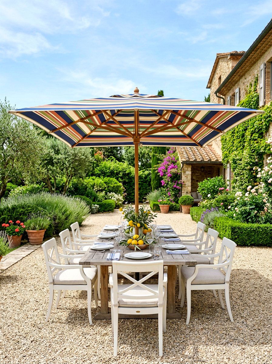 Rectangular striped patio umbrella - 30 striped patio umbrella ideas
