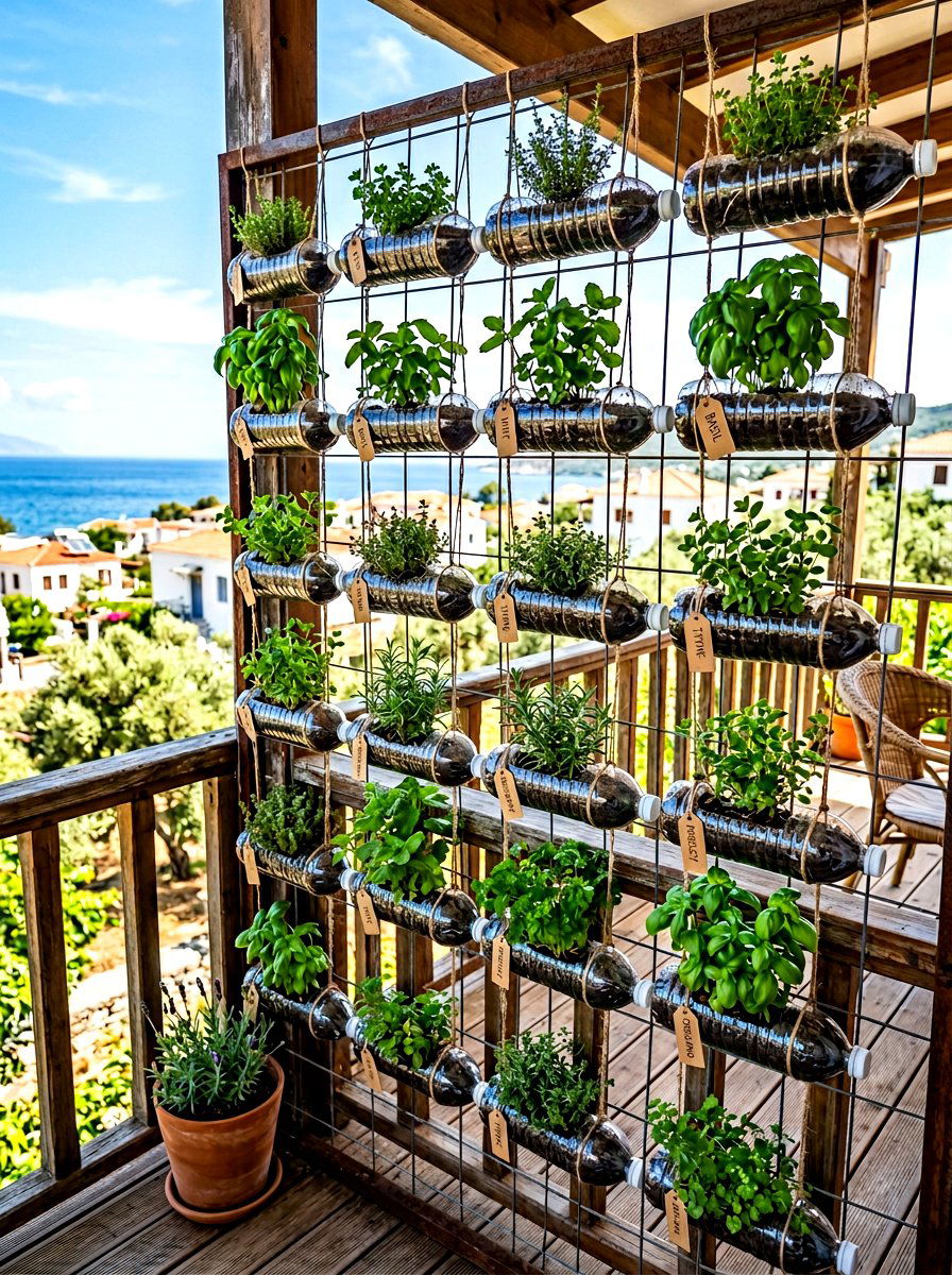 Recycled Bottle Wall - 30 outdoor vertical garden ideas