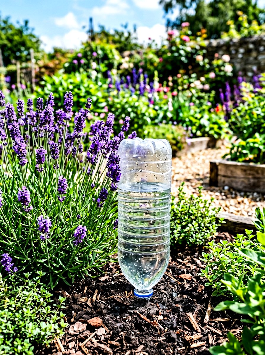 Recycled Bottle Waterer - 30 herb garden watering ideas