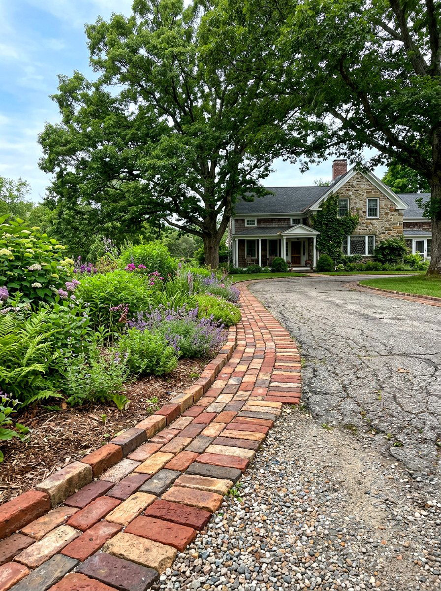 Recycled Brick Driveway Border - 30 driveway border ideas