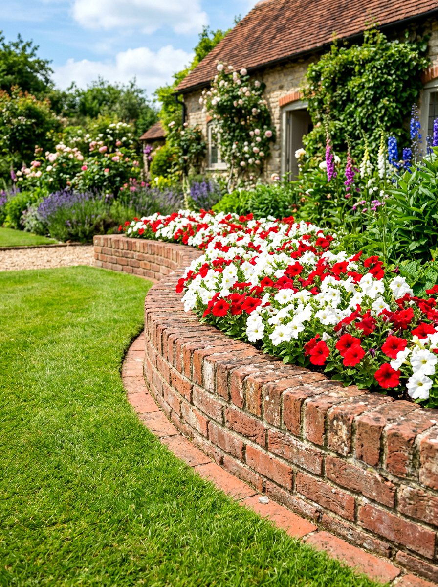Recycled Brick Flower Bed - 30 budget flower bed ideas