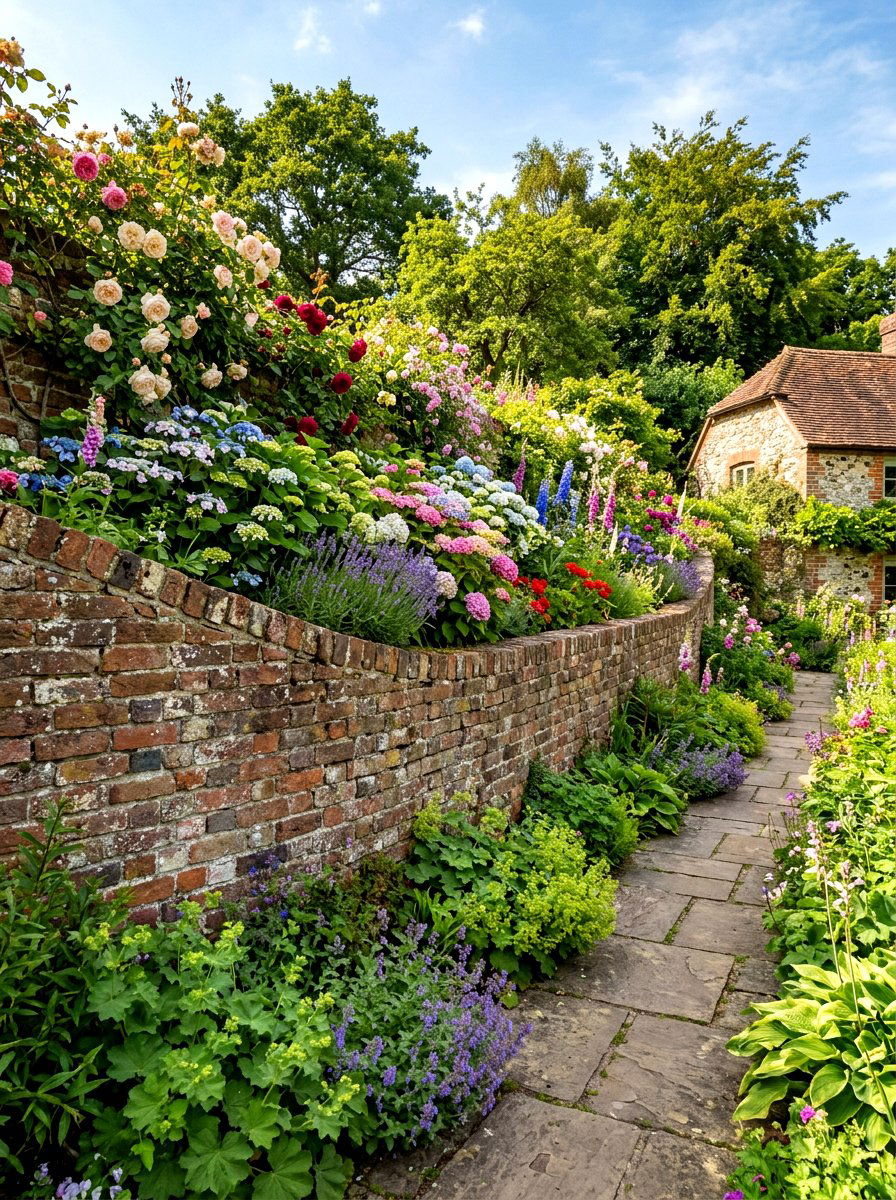 Recycled Brick Retaining Wall - 30 retaining wall flower bed ideas