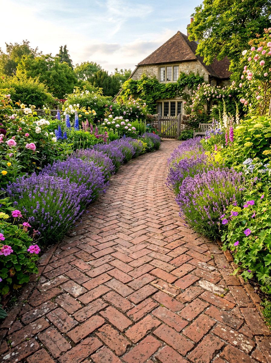 Recycled Brick Walkway - 30 side yard landscaping ideas
