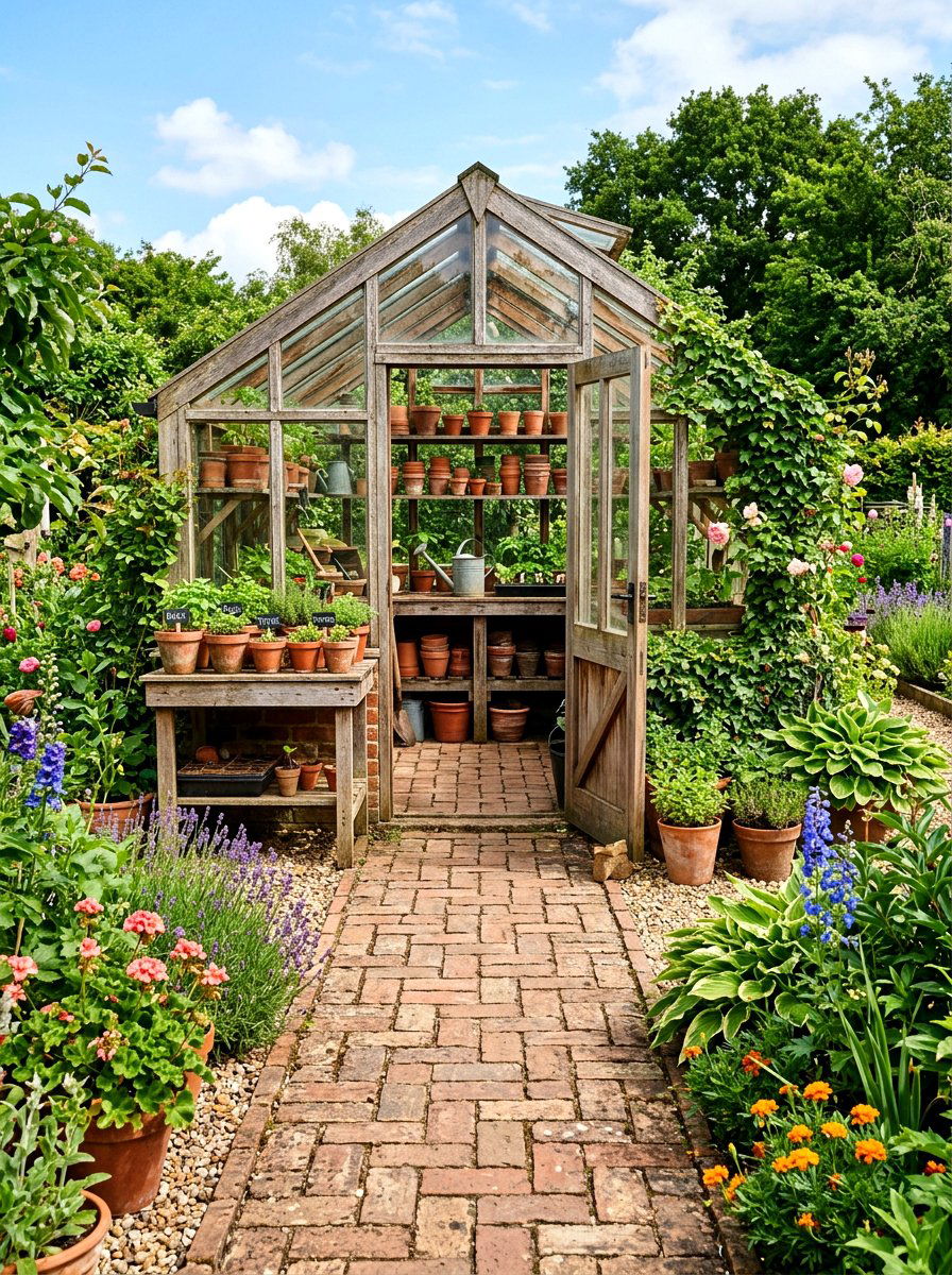Recycled Brick - 30 greenhouse path ideas