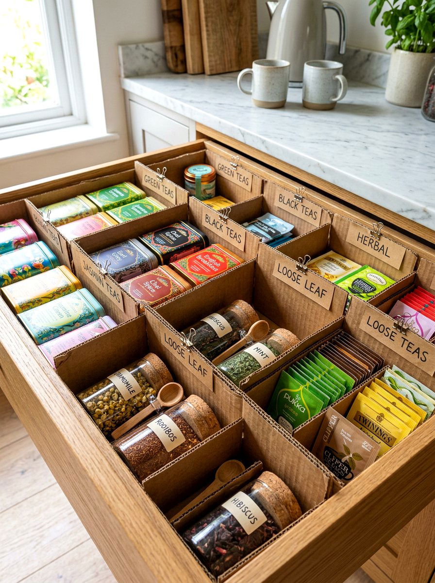 Recycled Cardboard Dividers - 30 zero waste pantry ideas