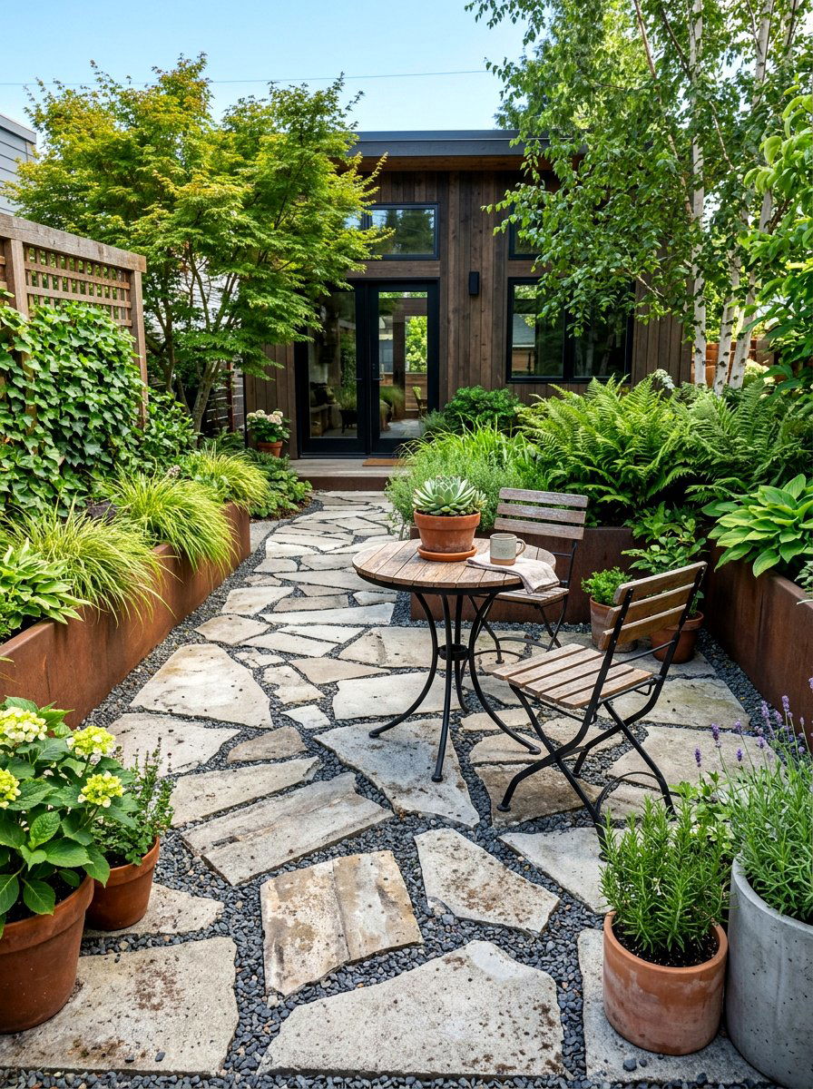 Recycled Concrete Patio - 30 drought smart backyard ideas