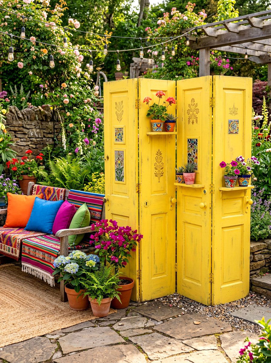 Recycled Door Garden Screen - 30 utility box cover ideas