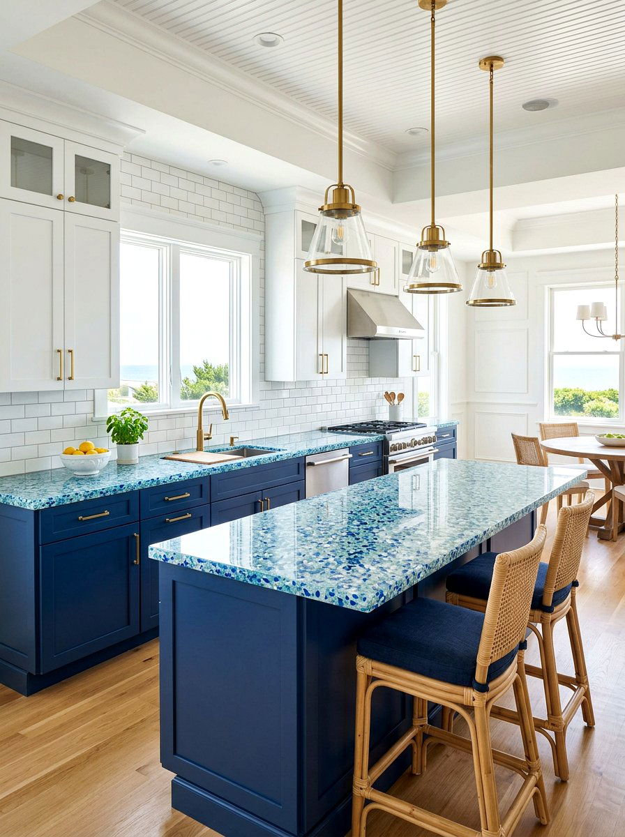 Recycled Glass Kitchen Countertop - 30 eco friendly kitchen ideas