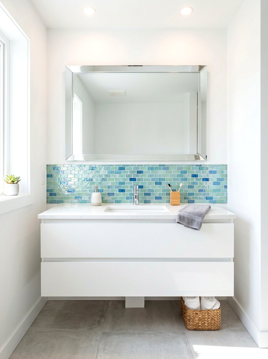 Recycled Glass Tile Backsplash - 30 eco bathroom ideas