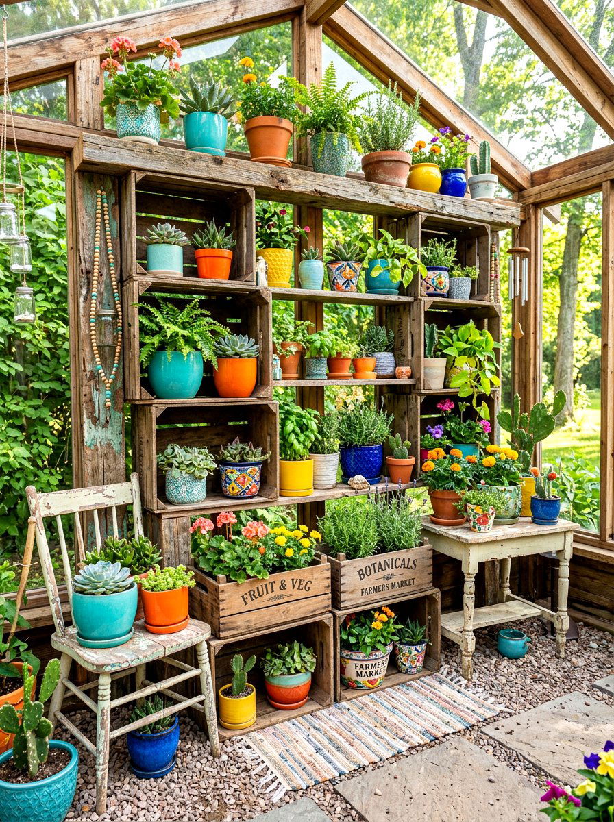 Recycled Greenhouse Shelving - 30 greenhouse shelving layout ideas