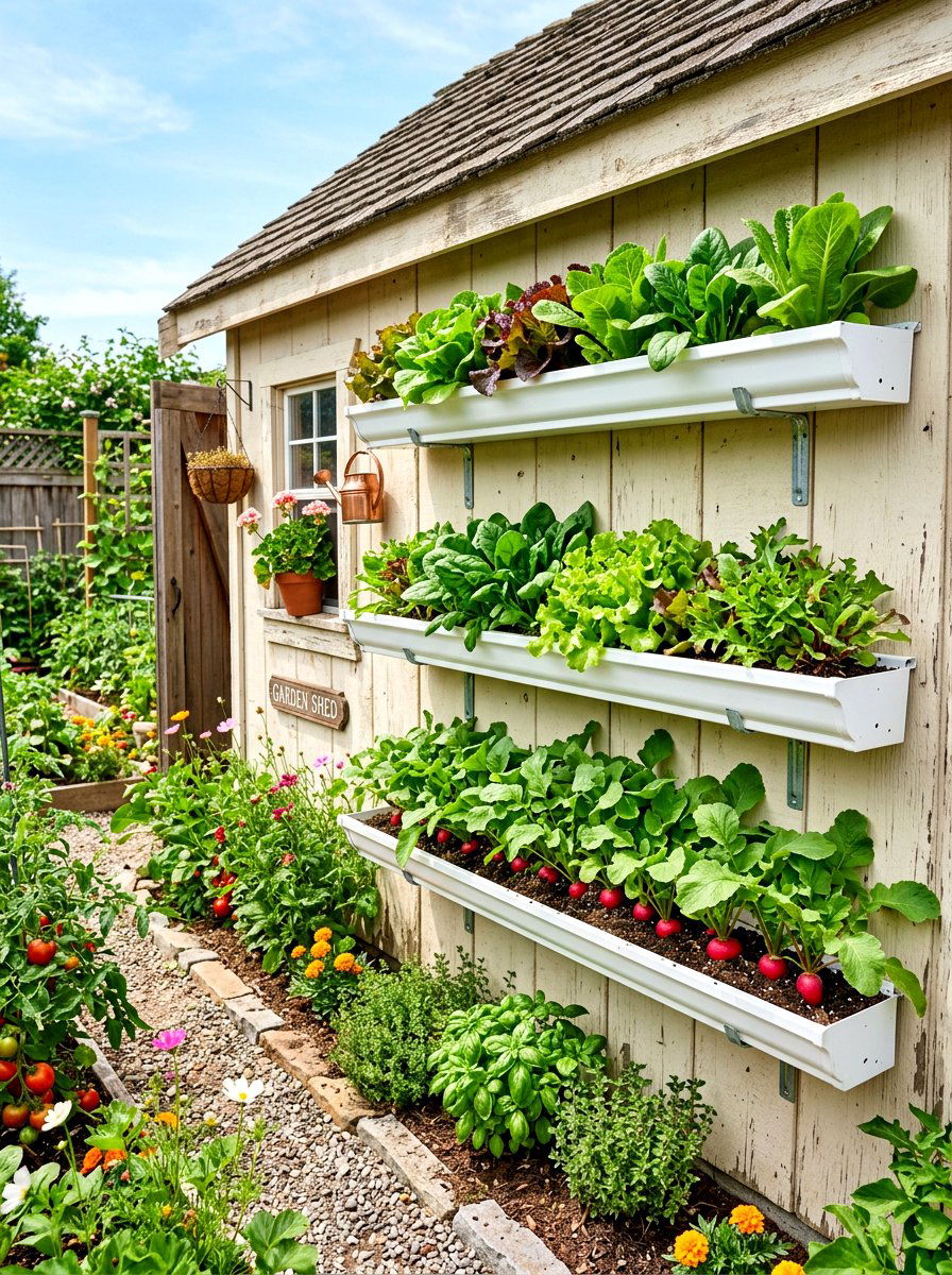 Recycled Gutter Garden - 30 vertical garden ideas