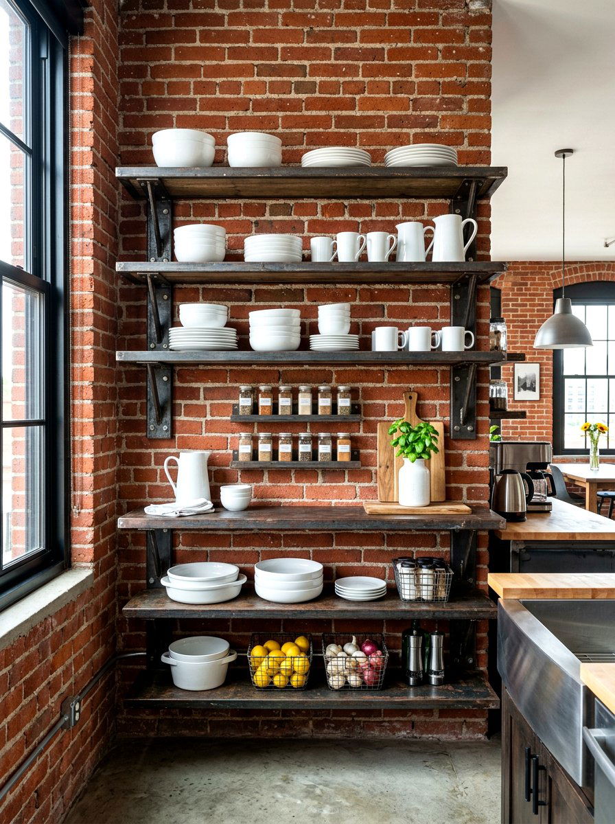 Recycled Metal Kitchen Shelf - 30 eco friendly kitchen ideas
