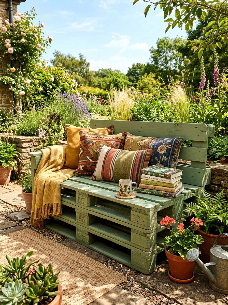 Recycled Pallet Bench - 30 garden reading bench ideas