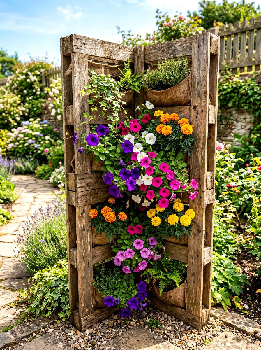 Recycled Pallet Corner Garden - 30 vertical garden corner ideas