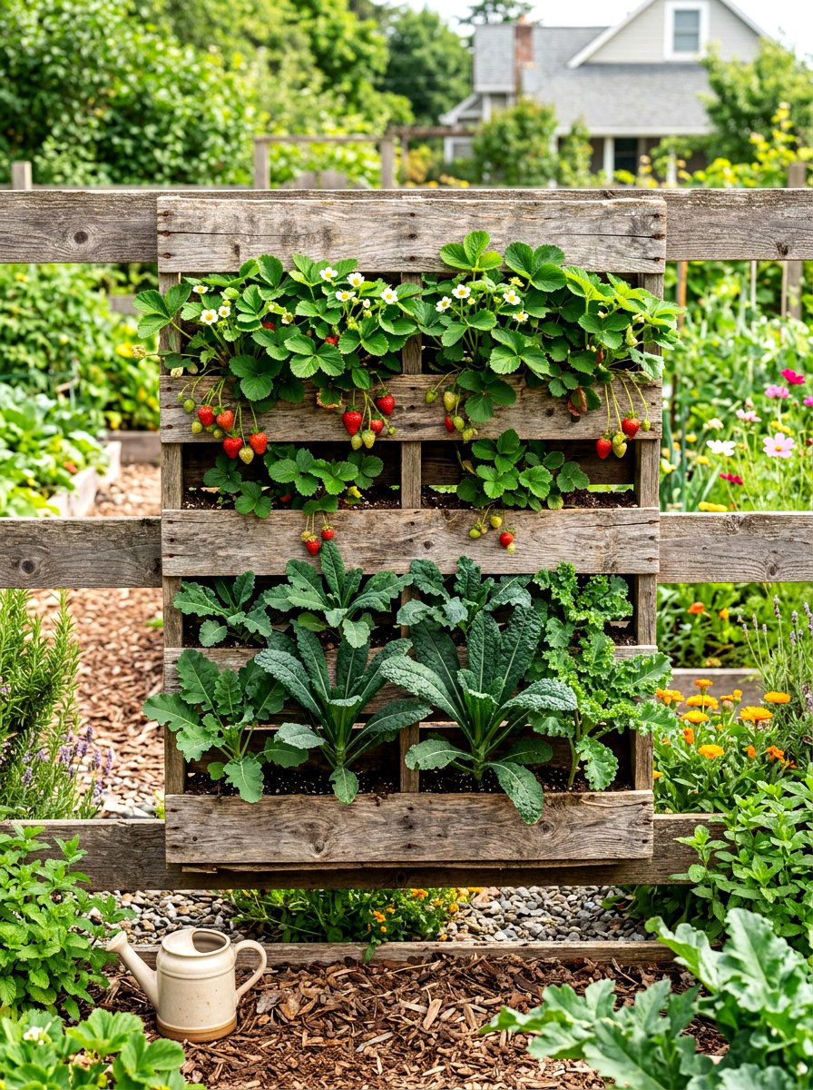 Recycled Pallet Fence Planter - 30 fence vertical garden ideas