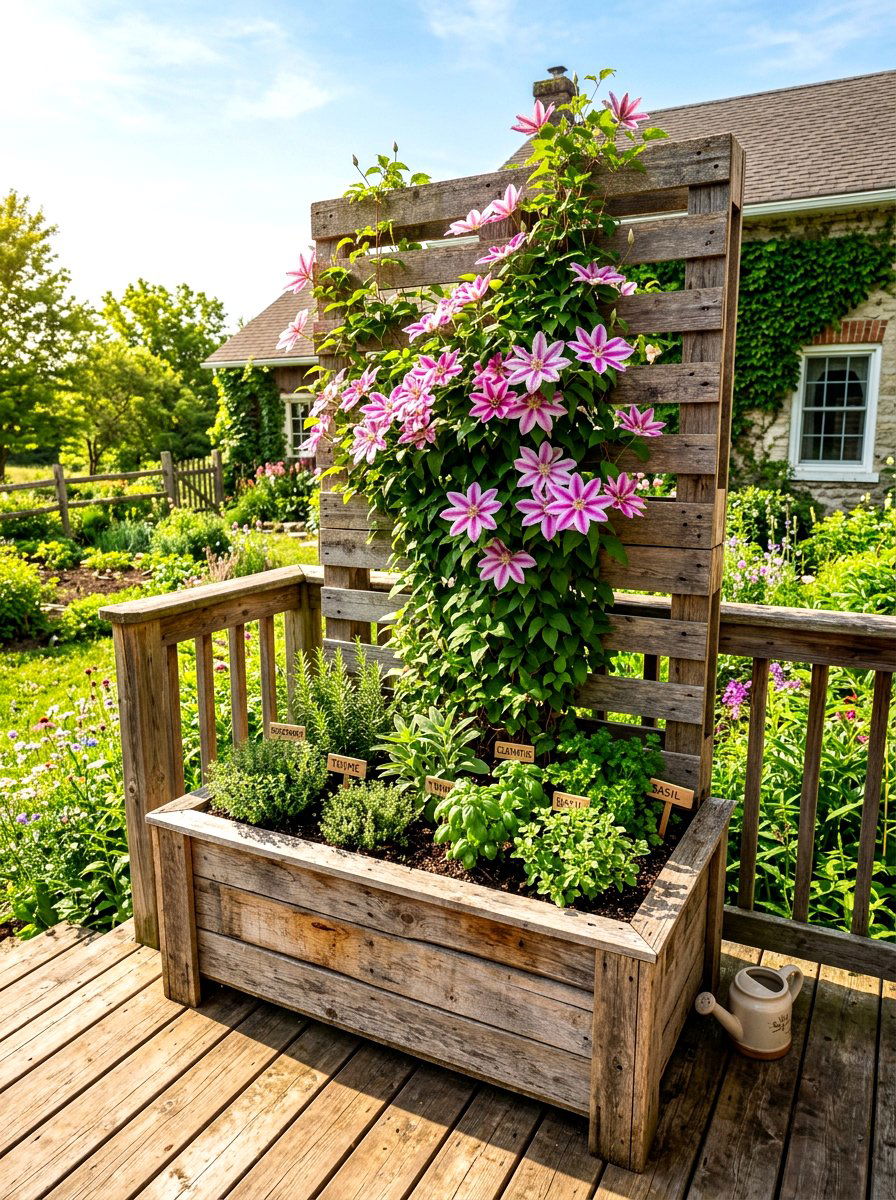 Recycled Pallet Planter Trellis - 30 vertical garden trellis ideas