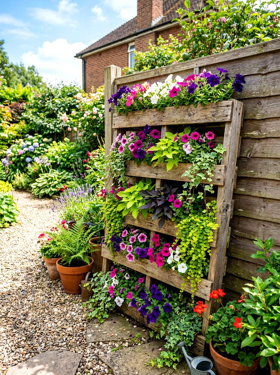 Recycled Pallet Planter - 30 budget landscaping ideas