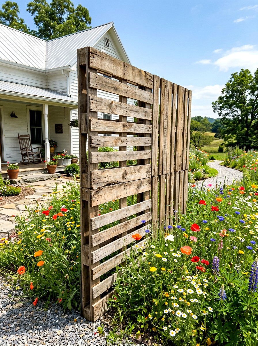 Recycled Pallet Screen - 30 trash bin screen ideas