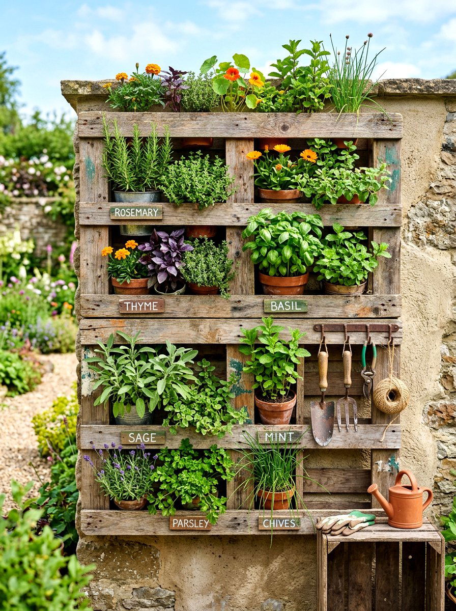 Recycled Pallet Wall - 30 courtyard privacy wall ideas