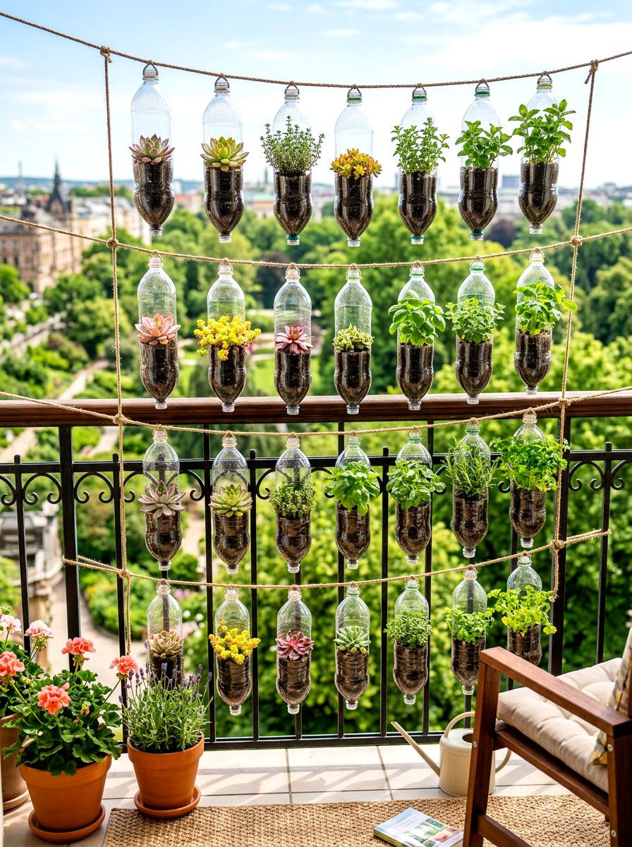 Recycled Plastic Bottle Garden - 30 balcony vertical garden ideas