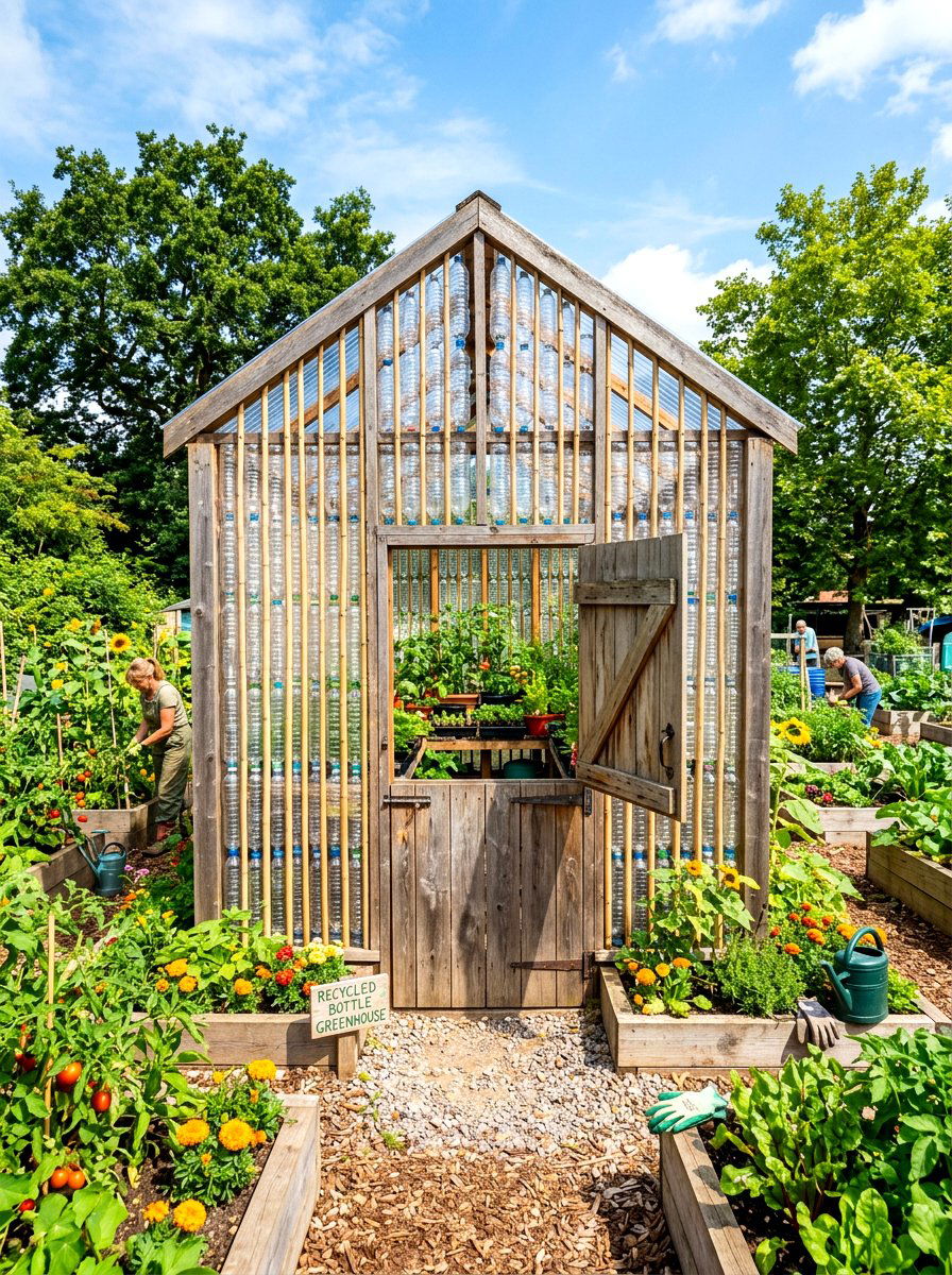Recycled Plastic Bottle Greenhouse - 30 mini backyard greenhouse ideas