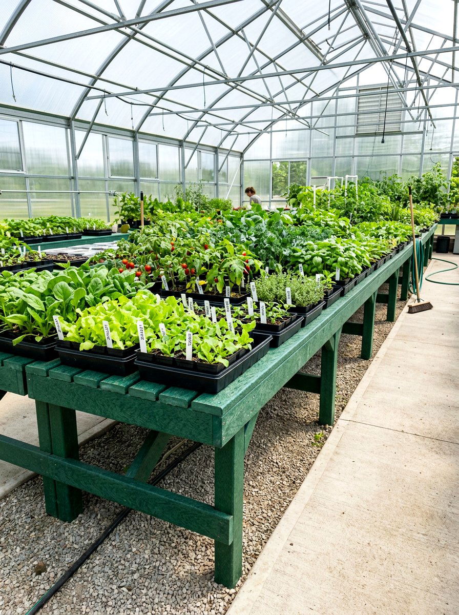 Recycled Plastic Greenhouse Bench - 30 greenhouse storage bench ideas