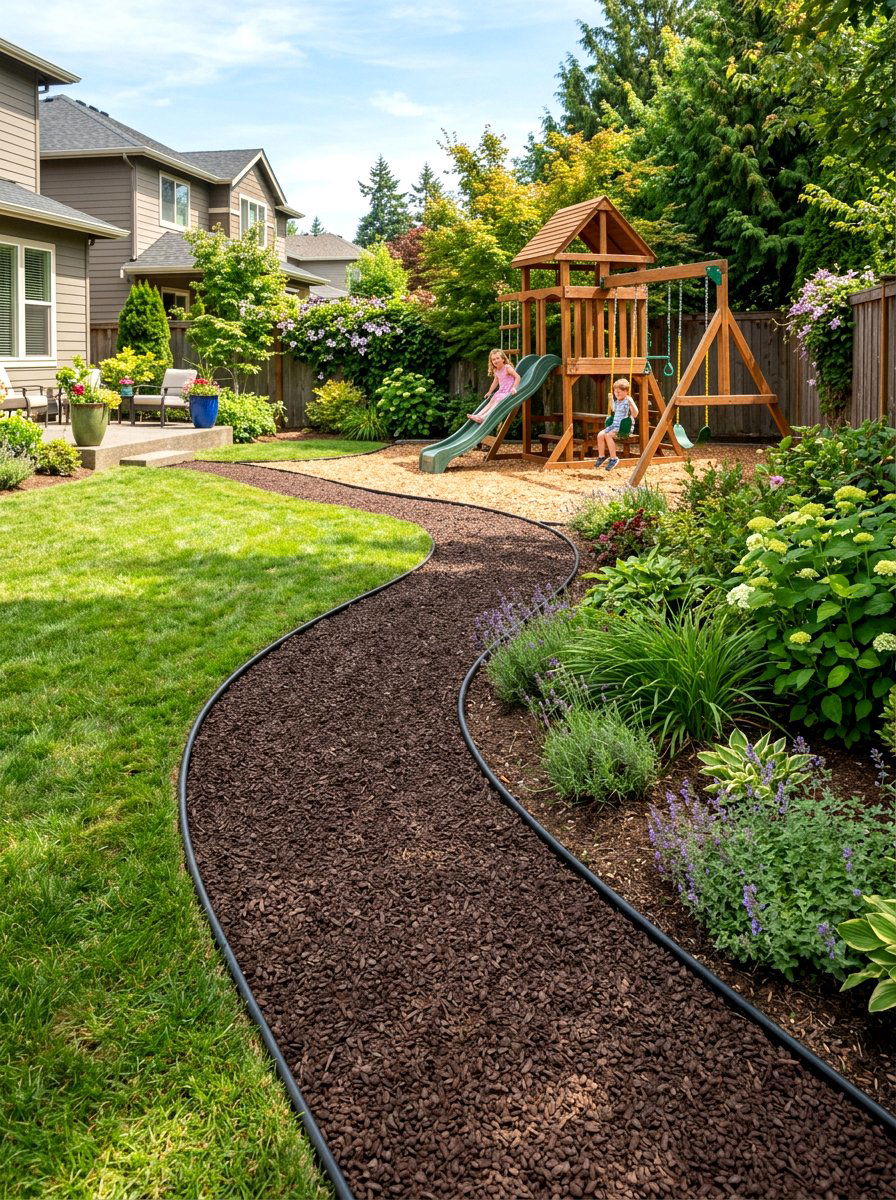 Recycled Rubber Curved Path - 30 curved walkway ideas