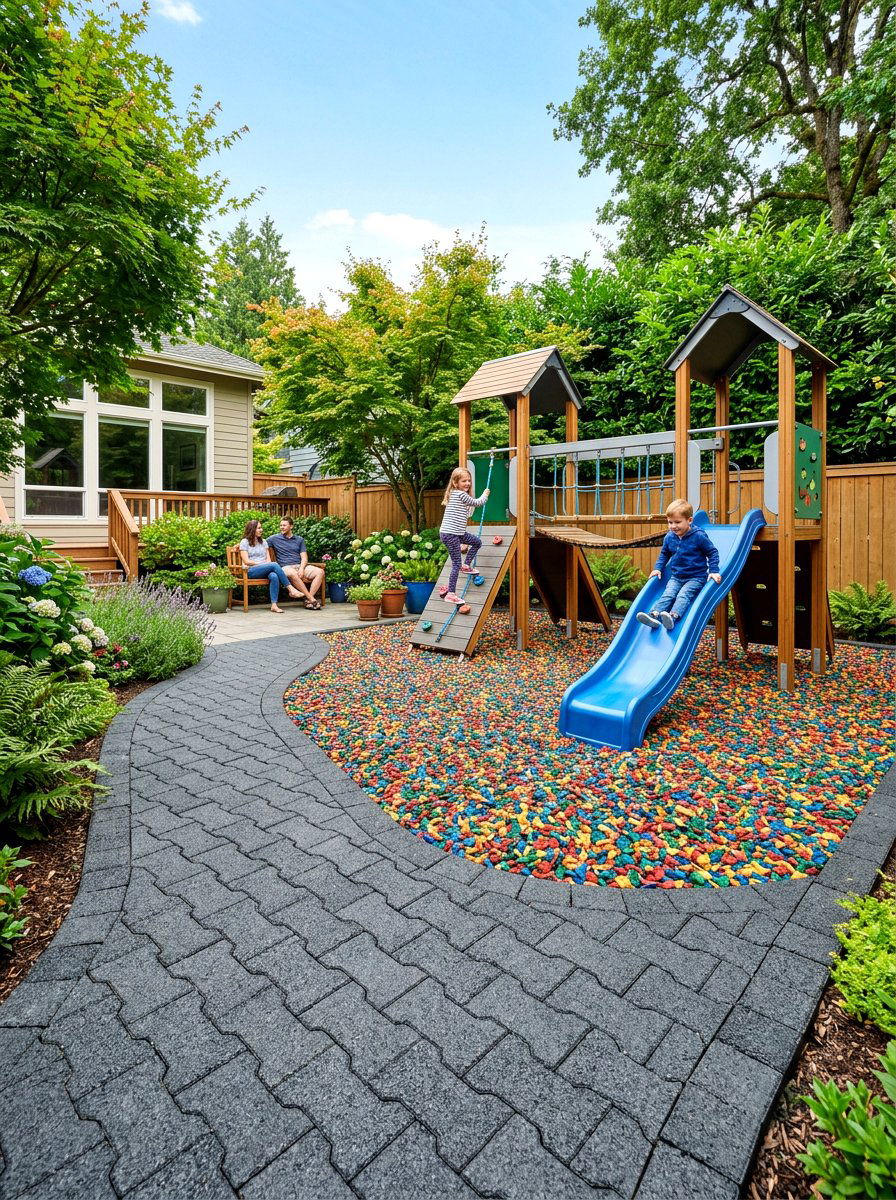Recycled Rubber Paver - 30 stepping pad lawn ideas
